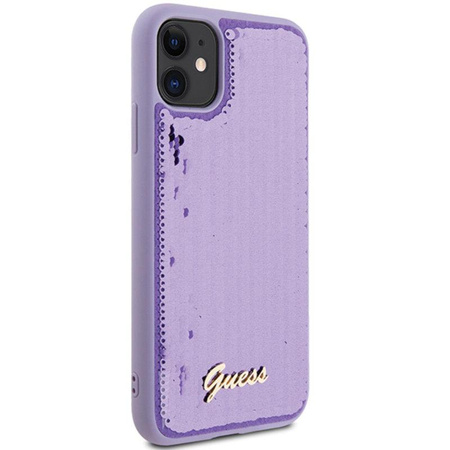 Guess Sequin Script Metal - pouzdro pro iPhone 11 (fialové)