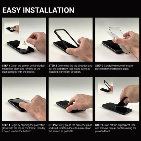 Crong antibakteriális 3D páncélüveg - 9H edzett üveg teljes képernyőre iPhone 16e / iPhone 14 / iPhone 13 / iPhone 13 Pro + beszerelési kerethez