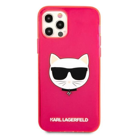 Karl Lagerfeld Choupette Head - Etui iPhone 12 / iPhone 12 Pro (fluo różowy)