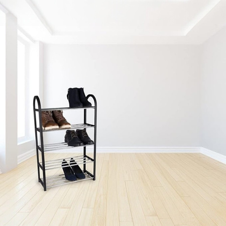 Alpina - Shoe Rack / Shelf / Stand 5-Tier 50x20x77 cm (Silver / Black)