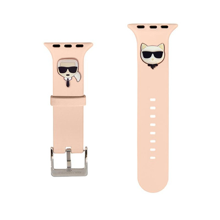 Karl Lagerfeld Silikonový řemínek Karl & Choupette Heads pro Apple Watch 38/40/41 mm (růžový)