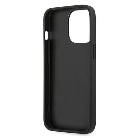 Pouzdro Guess Saffiano Metal Logo Stripes - iPhone 13 Pro (černé)