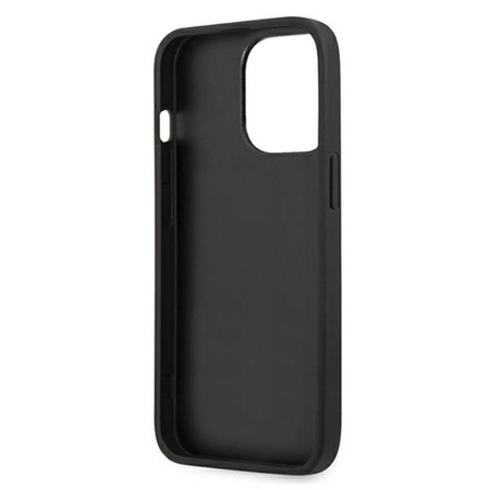 Guess Saffiano Metal Logo Stripes - Coque iPhone 13 Pro Max (noir)