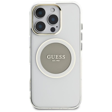 Guess IML Metal Coloured Circle Classic Logo MagSafe - étui pour iPhone 16 Pro (gris)