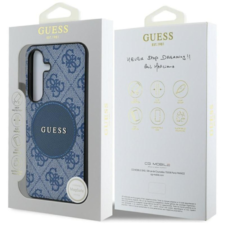 Guess 4G Round Patch Classic Logo MagSafe - tok Samsung Galaxy S25 készülékhez (kék)