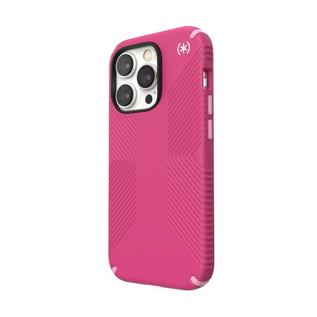 Speck Presidio2 Grip - Rutschfestes Gehäuse für iPhone 14 Pro (Digitalpink / Blossompink / Weiß)