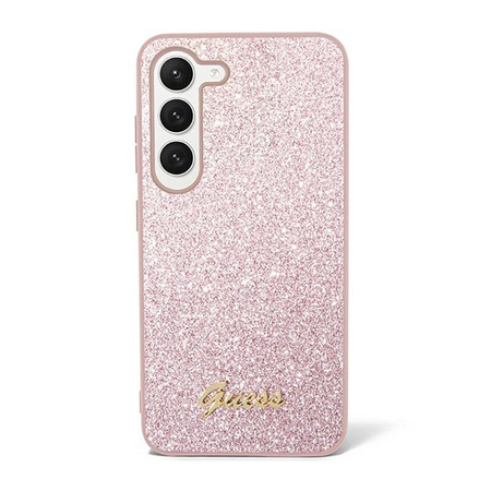 Guess Glitter Flakes Metal Logo Case - Coque Samsung Galaxy S23+ (rose)