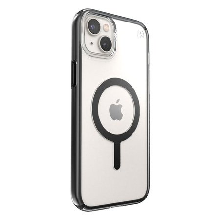 Speck Presidio Perfect-Clear with Impact Geometry + MagSafe - iPhone 14 Plus Case with MICROBAN Coating (Clear / Black)