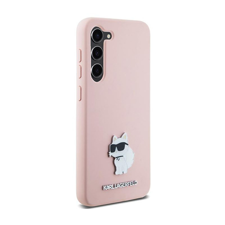 Karl Lagerfeld Silikon Choupette Metall Pin - Samsung Galaxy S24+ Gehäuse (rosa)