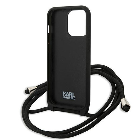 Karl Lagerfeld Monogramm Lederaufnäher und Kordel Iconik - iPhone 13 Pro Tasche