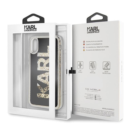 Karl Lagerfeld Logo Karl - pouzdro pro iPhone Xs / X (zlaté třpytivé)