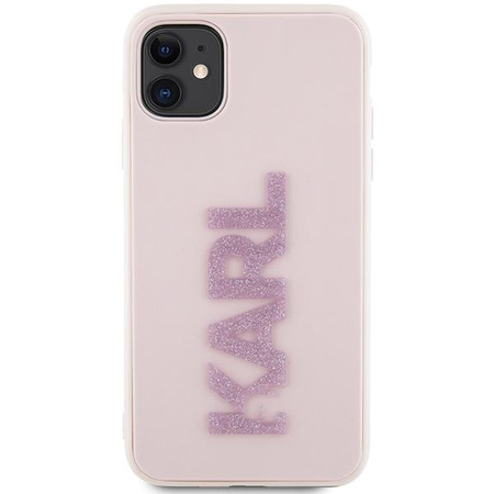 Karl Lagerfeld 3D gumiból készült csillogó logó - iPhone 11 tok (rózsaszín)