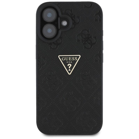 Guess Hot Stamp 4G Pattern Triangle Metal Logo - Hülle für iPhone 16 (schwarz)