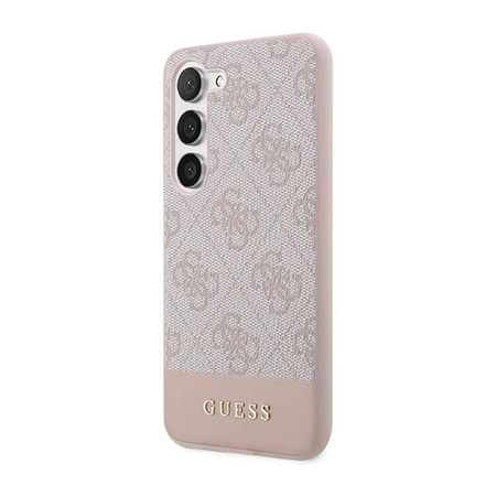 Pouzdro Guess 4G Bottom Stripe Metal Logo Collection - Samsung Galaxy S23+ (růžové)