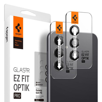 Spigen Optik Pro GLAS.TR EZ Fit kameravédő 2-Pack - Lencsevédő üveg Samsung Galaxy S23 FE készülékhez (2 db) (Fekete)
