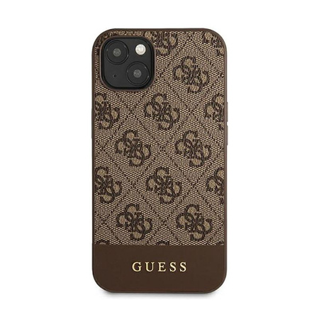 Guess 4G Bottom Stripe Collection - Coque pour iPhone 13 (marron)