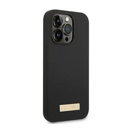 Guess Silicone Logo Plate MagSafe - iPhone 14 Pro Case (noir)