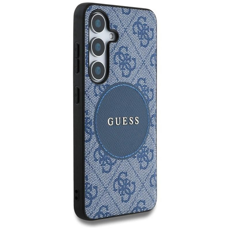 Guess 4G Round Patch Classic Logo MagSafe - étui pour Samsung Galaxy S25+ (bleu)