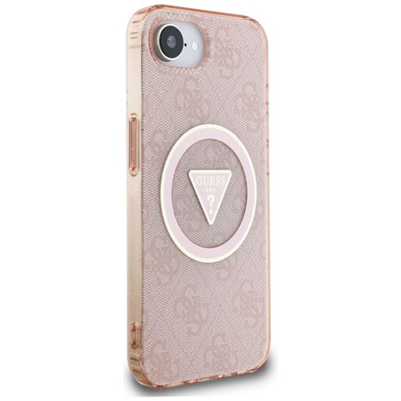 Guess IML Metall Glitter 4G Circle Triangle MagSafe - Tasche für iPhone 16e (rosa)