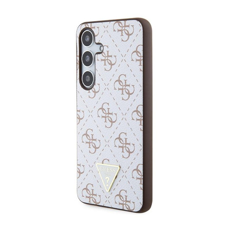 Guess 4G Triangle Metal Logo - pouzdro pro Samsung Galaxy S24 (bílé)