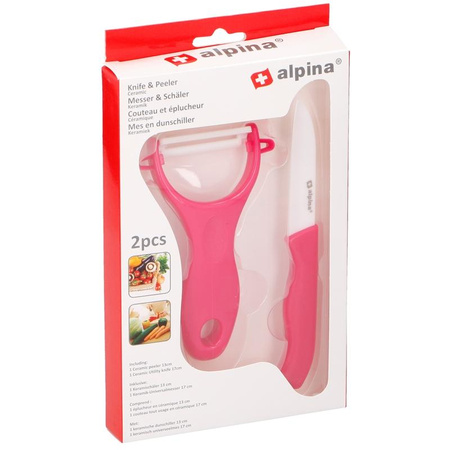 Alpina - Peeler + vegetable knife set (Pink)