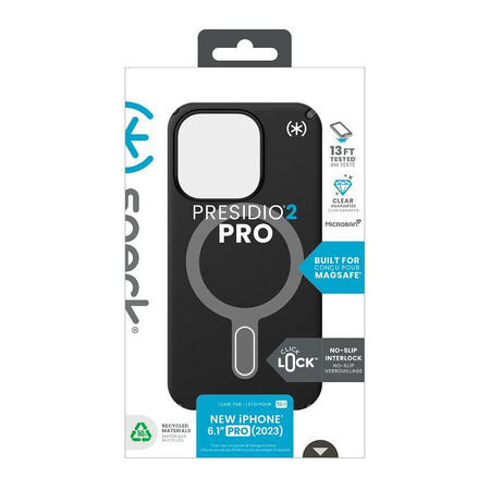 Speck Presidio2 Pro ClickLock & MagSafe - Coque pour iPhone 15 Pro (Noir/Gris d'ardoise/Blanc)