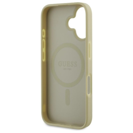 Guess Saffiano Pfingstrose Classic Logo MagSafe - iPhone 16 Tasche (Gold)