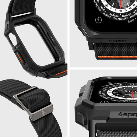 Spigen Lite Fit "Pro" - Étui avec bracelet pour Apple Watch 4/5/6/7/8/9/SE 44/45 mm (Noir mat)