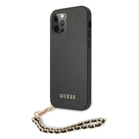 Guess Saffiano Chain - Etui iPhone 12 Pro Max (czarny)