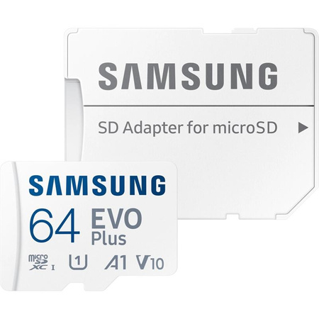 Carte mémoire Samsung microSDXC EVO Plus - 64 Go UHS-I U1 A1 V10 avec adaptateur