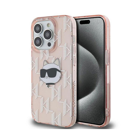 Karl Lagerfeld IML Choupette Head & Monogram - pouzdro pro iPhone 13 Pro (růžové)