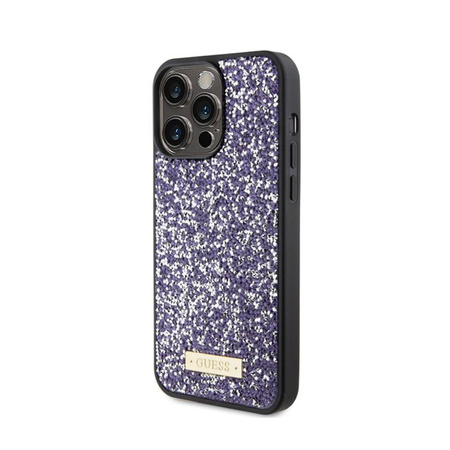 Guess kovové logo s kamínky - pouzdro pro iPhone 15 Pro Max (růžové)