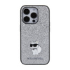 Karl Lagerfeld Fixed Glitter Choupette Logo Metal Pin - iPhone 15 Pro Max Case (stříbrný)