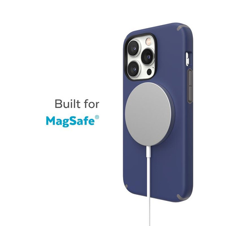 Speck CandyShell Pro + MagSafe - iPhone 14 Pro Max Case with MICROBAN Coating (Prussian Blue / Cloudy Grey)