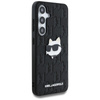 Karl Lagerfeld Leather Monogram Pin Logo Choupette Head - Hülle für Samsung Galaxy S25 (Schwarz)