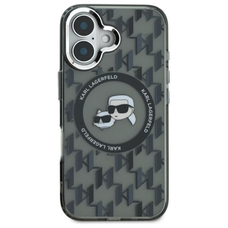 Karl Lagerfeld IML Monogramm Karl & Choupette Head MagSafe - iPhone 16 Tasche (schwarz)