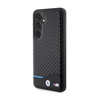 BMW Leder Carbon Blue Line - Tasche für Samsung Galaxy S24 (schwarz)