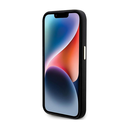 Guess szilikon script fém logó és keret - iPhone 15 Pro Max tok (fekete)