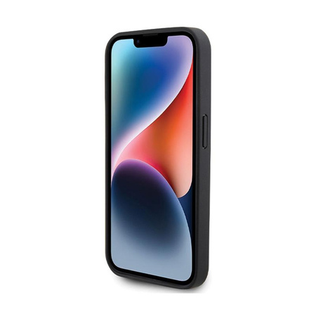 Guess Leather 4G Triangle Strass - Case for iPhone 15 Pro Max (Black)