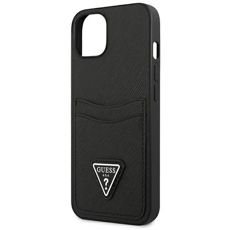 Guess Saffiano Double Card Triangle - iPhone 13 mini Tasche (schwarz)
