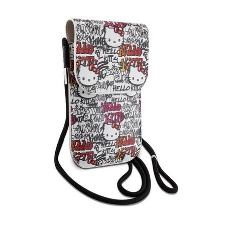 Hello Kitty Kožené visačky Graffiti Cord - Crossbody taška na telefon (béžová)