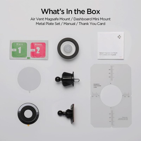 Spigen MFT13 Magnetic Dashboard & Vent Car Mount – Magnetický držák do auta MagSafe (Stříbrný)