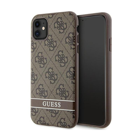 Guess 4G Printed Stripe - pouzdro pro iPhone 11 / iPhone XR (hnědé)