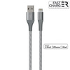 PURO Fabric K2 - Câble USB-A/Lightning MFi tressé ultra-résistant 1,2 m (gris spatial)