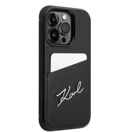 Karl Lagerfeld Signature Logo Cardslot - iPhone 14 Pro tok (fekete)