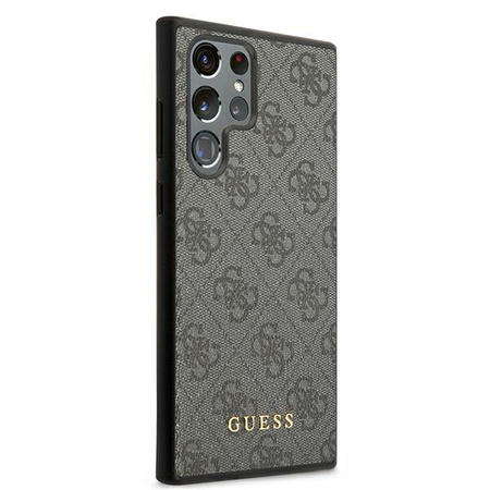 Guess 4G Metal Gold Logo - pouzdro pro Samsung Galaxy S22 Ultra (šedé)
