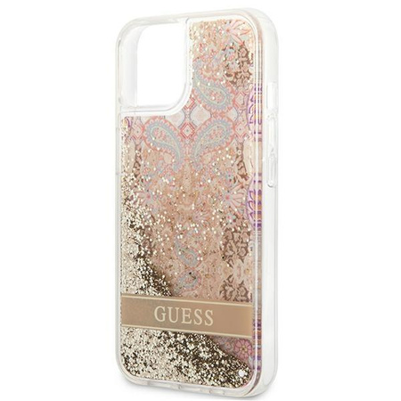 Guess Liquid Glitter Paisley - pouzdro pro iPhone 13 (zlaté)