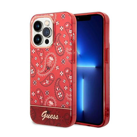 Guess Bandana Paisley - Coque iPhone 14 Pro Max (rouge)