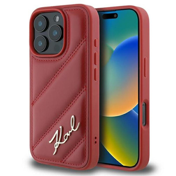 Karl Lagerfeld Quilted Signature - Hülle für iPhone 16 Pro (rot)