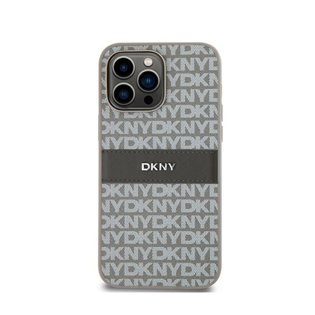 DKNY Leder Monostreifen & Metall-Logo - iPhone 14 Pro Tasche (beige)